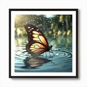 Butterfly In Water 1 Art Print