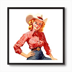 Retro Retro Cowgirl 6 Art Print