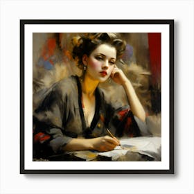 Woman Writing 1 Art Print