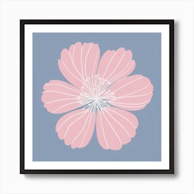 A White And Pink Flower In Minimalist Style Square Composition 448 Art Print