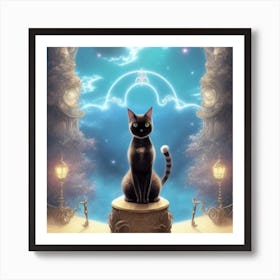 Cat In The Moonlight Art Print