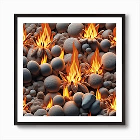 Flames On Rocks Art Print