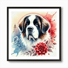 Watercolor Saint Bernard 2 Art Print