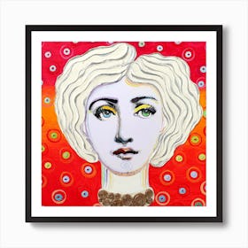 Lady - hair - red - retro - collage Art Print