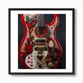 Heartstrings Monarchy: Queen of Hearts Guitar Elegance (27) Art Print