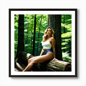 Beautiful Young Woman In The Forest 1 Poster