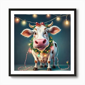 Christmas Cow 2 Art Print