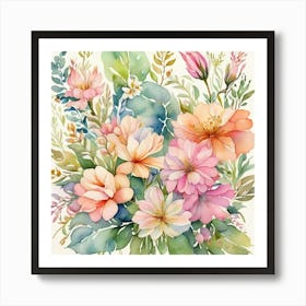 Watercolor Flowers Art Print