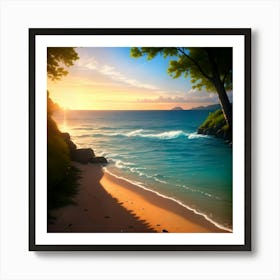 Sunset On The Beach Art Print