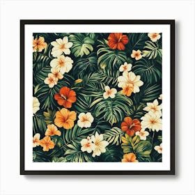 Tropical Floral Wallpaper Art Art Print