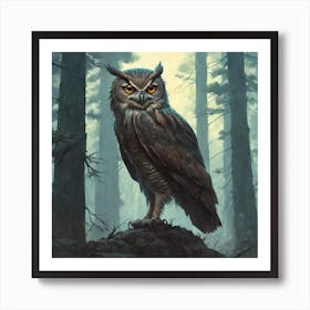 Owl In The Woods 20 Art Print