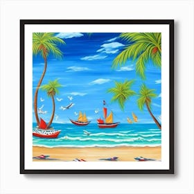 Tropical Beach Scene 1 Art Print