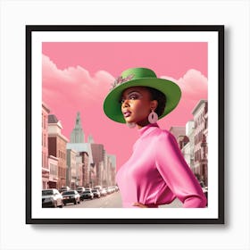 Woman In A Green Hat 4 Art Print