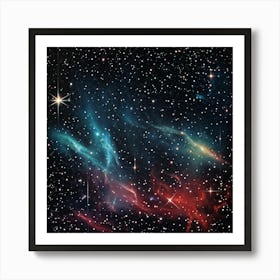 A Retro Inspired Scene Colors An Abstract Galaxy On A Background Of Space Magic Effects Shimmering (5) 1 Art Print