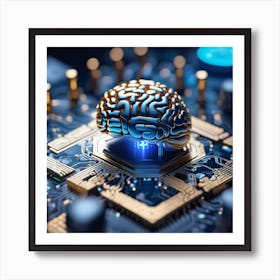 Artificial Intelligence Brain In Close Up Miki Asai Macro Photography Close Up Hyper Detailed Tr (28) Art Print