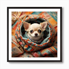Chihuahua In Blanket Art Print