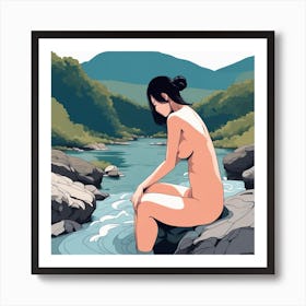 Nude Girl In Water Art Print