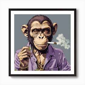 Chimpanzee Smoking A Cigarette Art Print