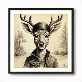 Deer With Horns 4 Art Print