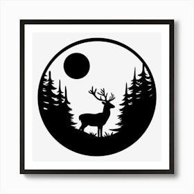 Deer land silhouette Art Print