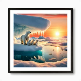 Polar Bears In The Arctic Art Print