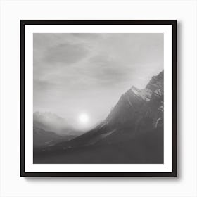 Black And White Sunset Square Art Print