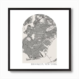 Brooklyn New York Boho Minimal Arch Street Map 1 Art Print
