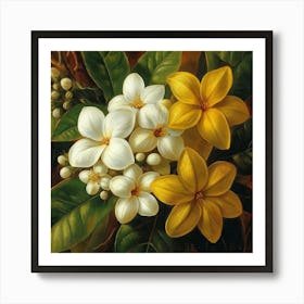 White And Yellow Flowers Art Art Print