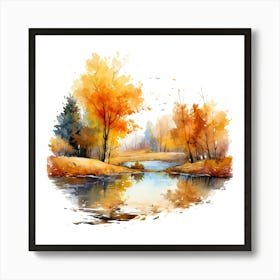 Watercolor Autumn Trees 1 Art Print