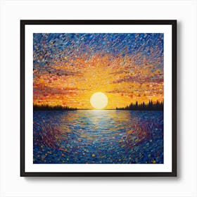 Sunset Over The Lake 1 Art Print