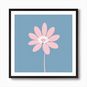 A White And Pink Flower In Minimalist Style Square Composition 123 Art Print