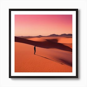 Silhouette Of A Man In The Desert Art Print