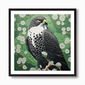 Ohara Koson Inspired Bird Painting Hawk 1 Square Art Print