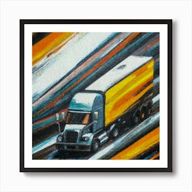 Semi Truck On The Road Poster