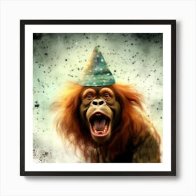 Orangutan With Party Hat Art Print