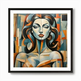 Abstract of a Woman Painting: Contemporary Artwork with Female Figure Art Print