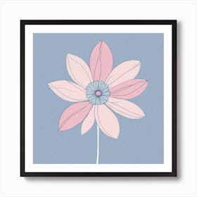 A White And Pink Flower In Minimalist Style Square Composition 95 Art Print