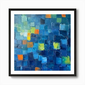 Blue Squares 10 Art Print