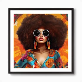 The 70s Inspired Fashion Stylish AfroArt 1 Art Print