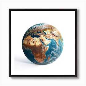 Earth Globe Isolated On White Background 4 Art Print