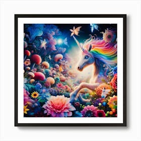 Unicorn In The Forest 5 Art Print