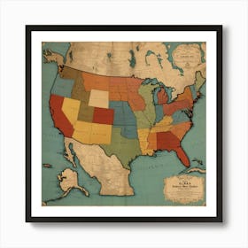 Default Vintage Map Usa Aesthetic 3 Art Print