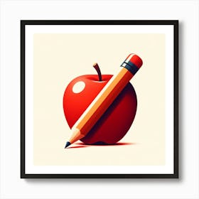 Apple And Pencil Art Print