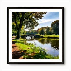 Nature Summer Outdoors Water Sightseeing Victory Park Duck Pond Garden Lake Shore Autumn (10) Art Print