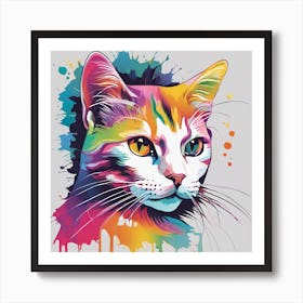 Colorful Cat Painting Art Print