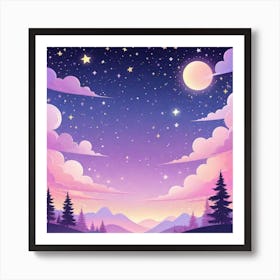 Sky With Twinkling Stars In Pastel Colors Square Composition 151 Art Print