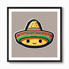 Mexican Taco With Mexican Sombrero Sticker 2d Cute Fantasy Dreamy Vector Illustration 2d Flat (35) Art Print