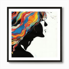 Woman With Colourful Hair Art Print