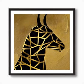 Gold And Black Abstract Wildlife Art Print