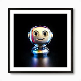 Firefly Minimalist, Cartoon, Happy, Cybernetic, Robot, Icon, Emoji, Black Background, 3d Render, Hol (3) Art Print